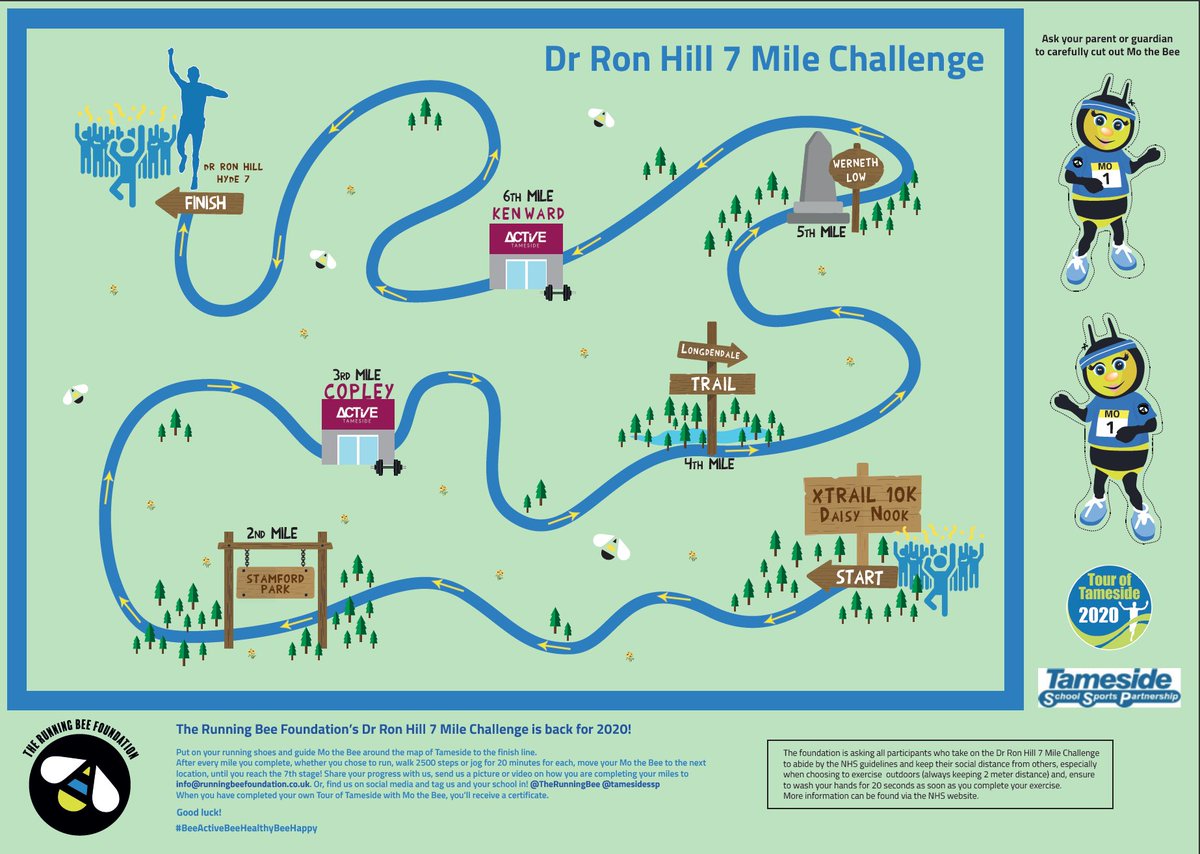 birdconsultancy's tweet photo. Some of the recent design work completed by our graphic designer Natalie Potts for @TheRunningBee, who has just launched the #DrRonHill7MileChallenge to get thousands of school children active with @tamesidessp for a second year! https://t.co/bgVqnkVaAA