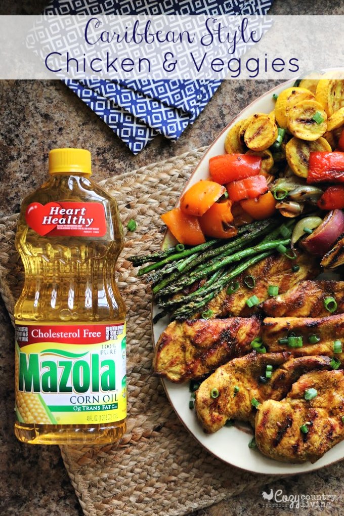 AD #MyMazolaMarinade Mazola Corn Oil is perfect for grilling marinade recipes this summer! Try this tasty Caribbean Style Chicken &amp; Veggies! cozycountryliving.com/caribbean-chic… #dinner #GrillingSeason