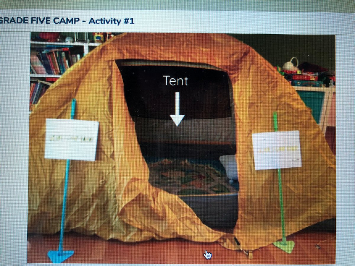 coralie00's tweet photo. Southpointe teachers made sure their students got a taste of 'virtual' camping! Students constructed tents in their own backyards, they roasted marshmallows and told scary stories through video conferencing. Creativity &amp; inquiry at its finest! @SouthpointeA @ibpyp @GlobalBC https://t.co/jdO87EvupX