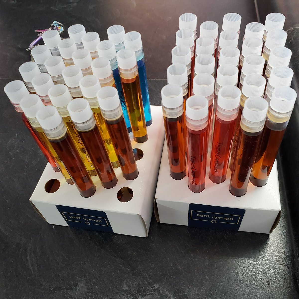 best_syrups's tweet photo. Bout to drop off some YUMMY samples! You can't try just one... #TEAMYME #BestSyrup #FlavorFactory #CreatureWears #Creatures #SyrupGirls #Twitter #samples #testing #teasers #woman #niles #oneounce #FlavorBlends #foodporn #foodies https://t.co/MOLJGGRA4d