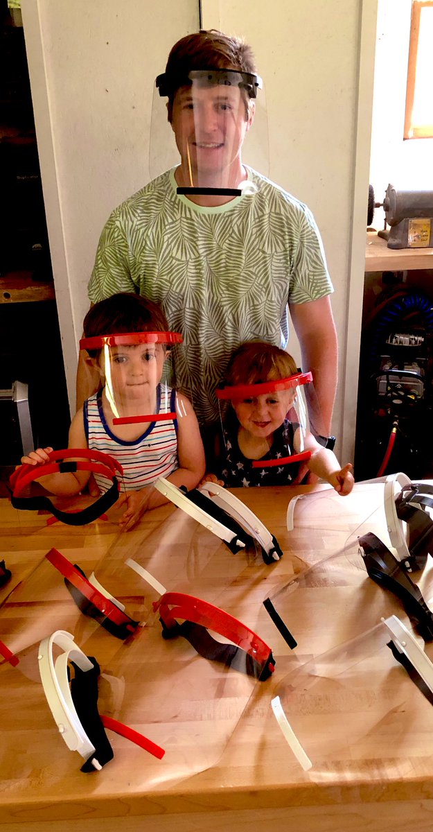 PeruCSDTech's tweet photo. Future kindergartener Johan just finished producing kids sized face shields in the remote tech room for kindergarten screenings this summer @drpalmert @PeruPrimary https://t.co/0Z7LsnlVl3