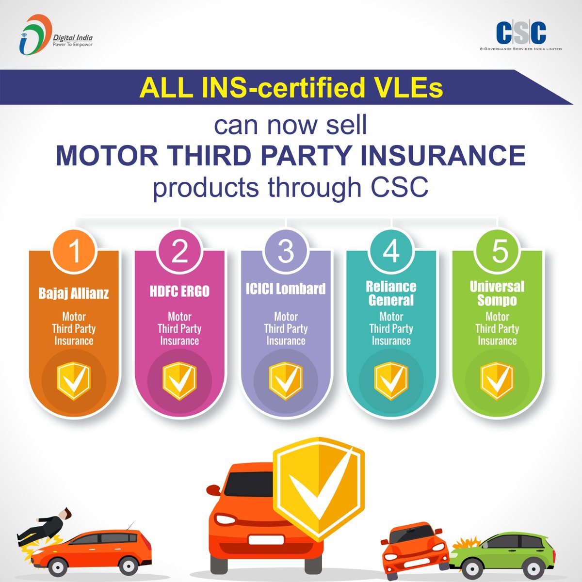 CSCegov_'s tweet photo. Great News for VLEs!!

All INs-certified VLEs can now sell Motor Third Party Insurance products through #CSC.

#DigitalIndia #TransformingIndia #insurance #WednesdayWisdom #COVID19 #COVID__19 #lockdown https://t.co/d4tDYi6BUz