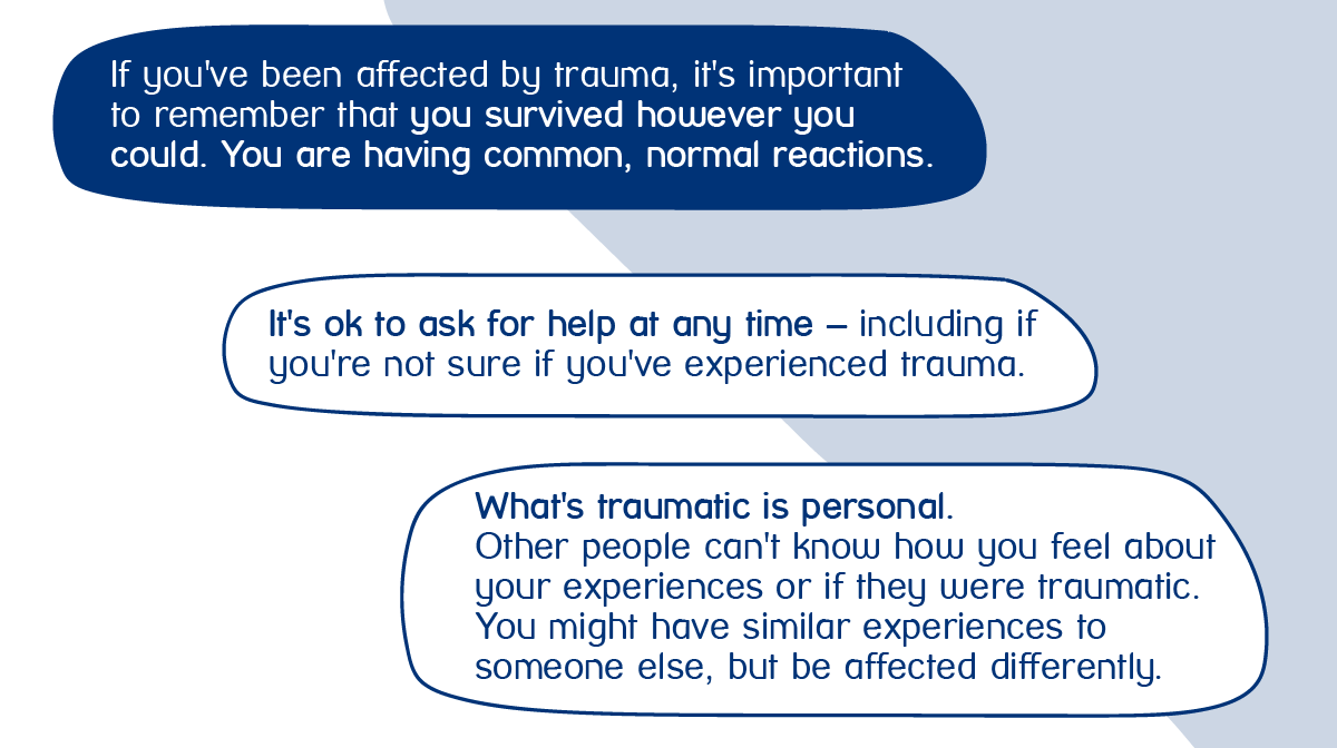 If you've been affected by trauma, it's important to remember that you survived however you could. You are having common, normal reactions. (2/5)