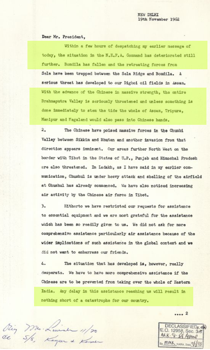 Nehru's 2nd letter reached Washington on the evening of November 19He feared "Assam, Tripura, Manipur and Nagaland would also pass into Chinese hands"Nehru sought America's help & any delay would prove to be "a catastrophe" for India as per him #IndiaChinaFaceOff  #Nehru