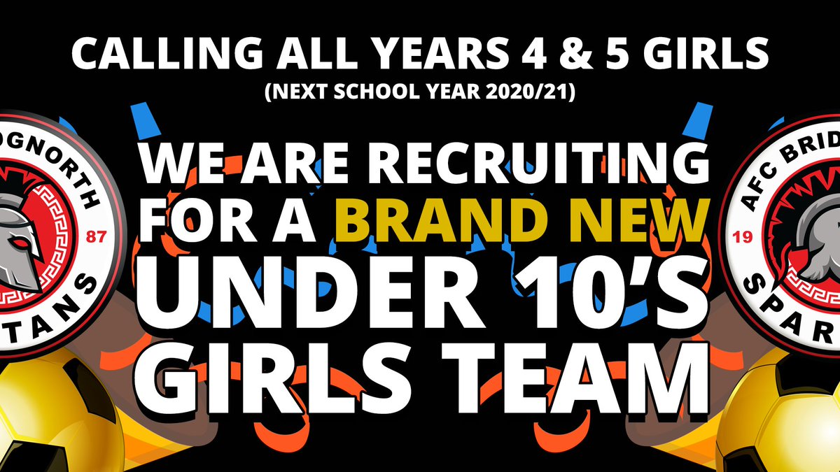 🎉⚽️🎉 We Are Really Excited To Announce We Are Recruiting For An Under 10s Girls Team For Next Season!! 🎉⚽️🎉

For more details 👉 afcbridgnorthspartans.co.uk/afc-bridgnorth… 

#Bridgnorth #Shropshire #Football #Girls #Grassroots