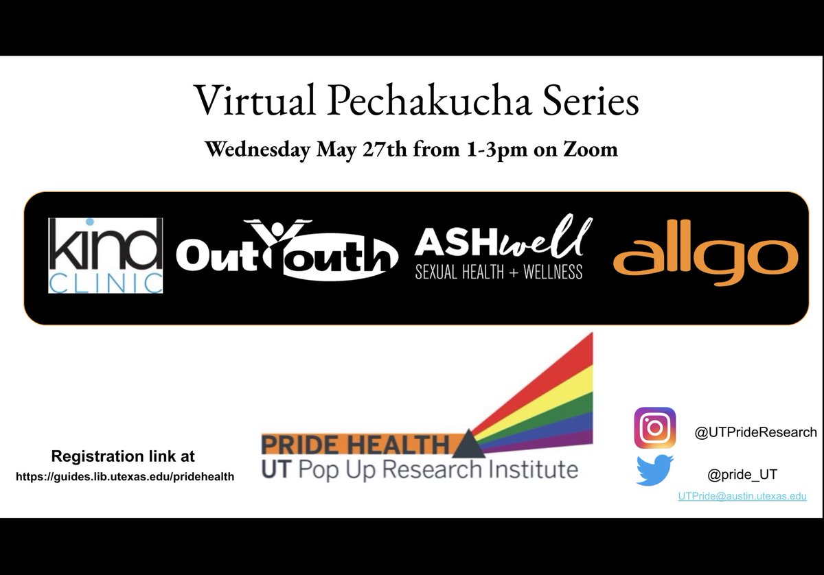 pride_ut's tweet image. Join us TODAY for a discussion on non-profit approaches to care during the COVID-19 health crisis featuring @OutYouth @allgoqpoc @TheKindClinic and ASHWellatx.org. Register at utexas.zoom.us/meeting/regist…