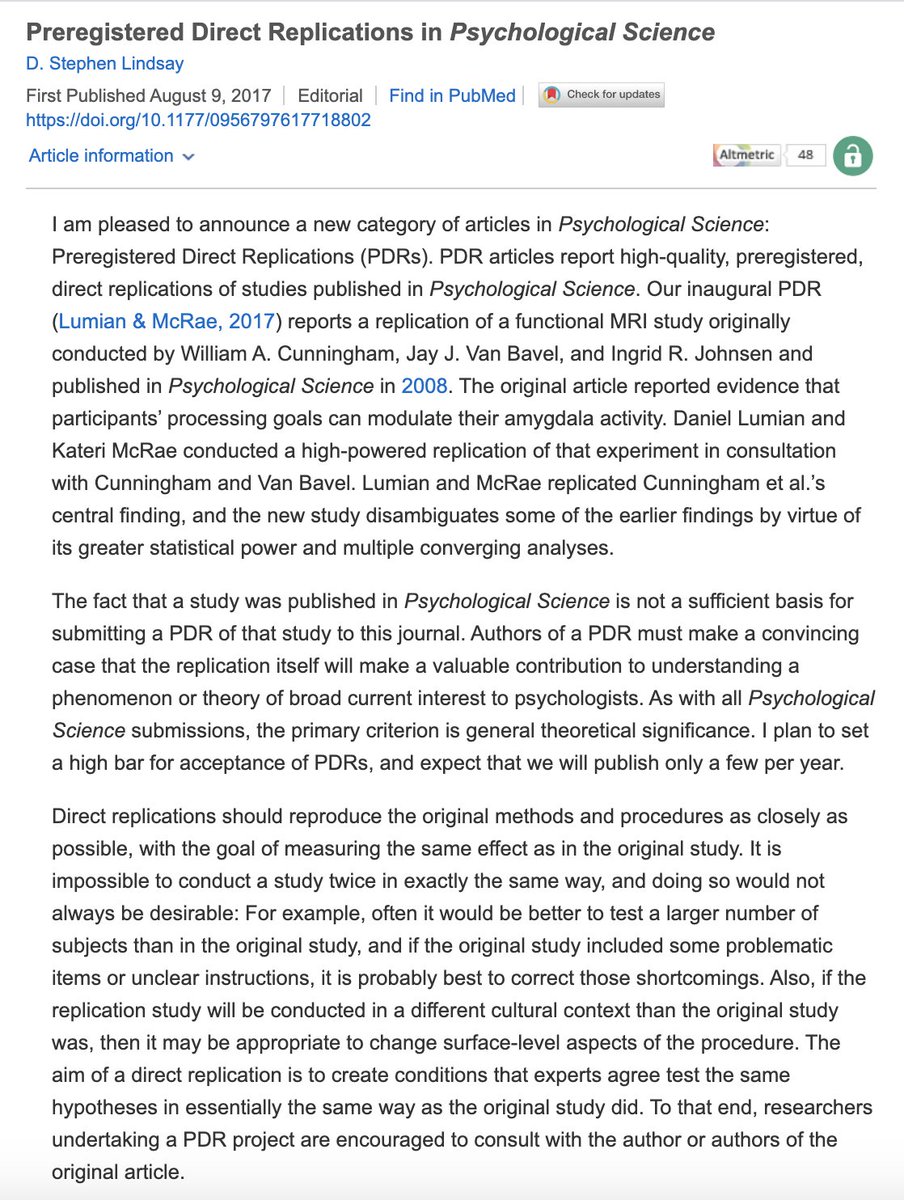 [5] The new PDR section was created to replicate papers in Psych Science--but the replication itself must make a contribution: "the primary criterion is general theoretical significance".The section was created after a replication of one of our papers. https://journals.sagepub.com/doi/full/10.1177/0956797617718802