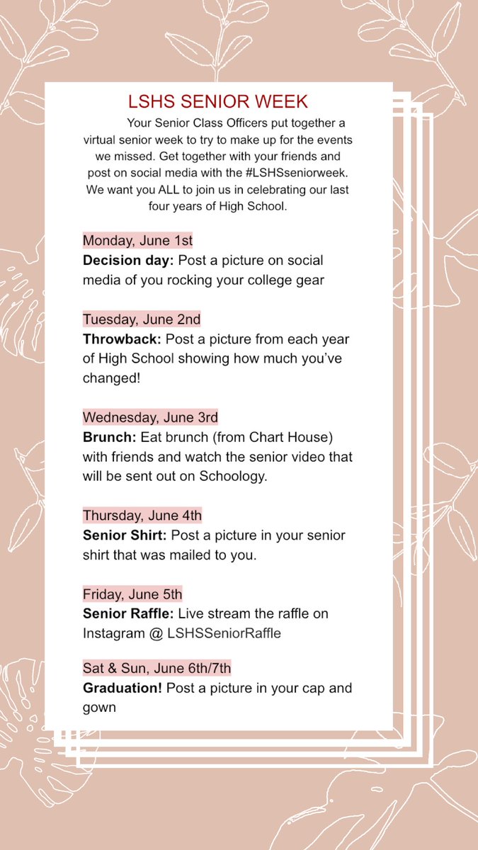 2020Sco's tweet photo. ‼️‼️Get ready for Senior week!!!‼️‼️ https://t.co/dmBazVMclk
