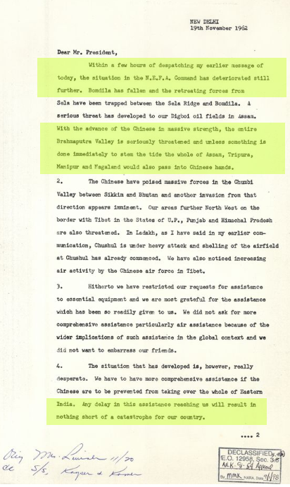 In this 2nd letter Nehru was asking Kennedy for 350 combat aircraft & crews12 squadrons of fighter aircraft with 24 jets in each & 2 bomber squadronsAt least 10,000 American personnel to staff & operate the jets, provide radar support & conduct logistical support #Nehru