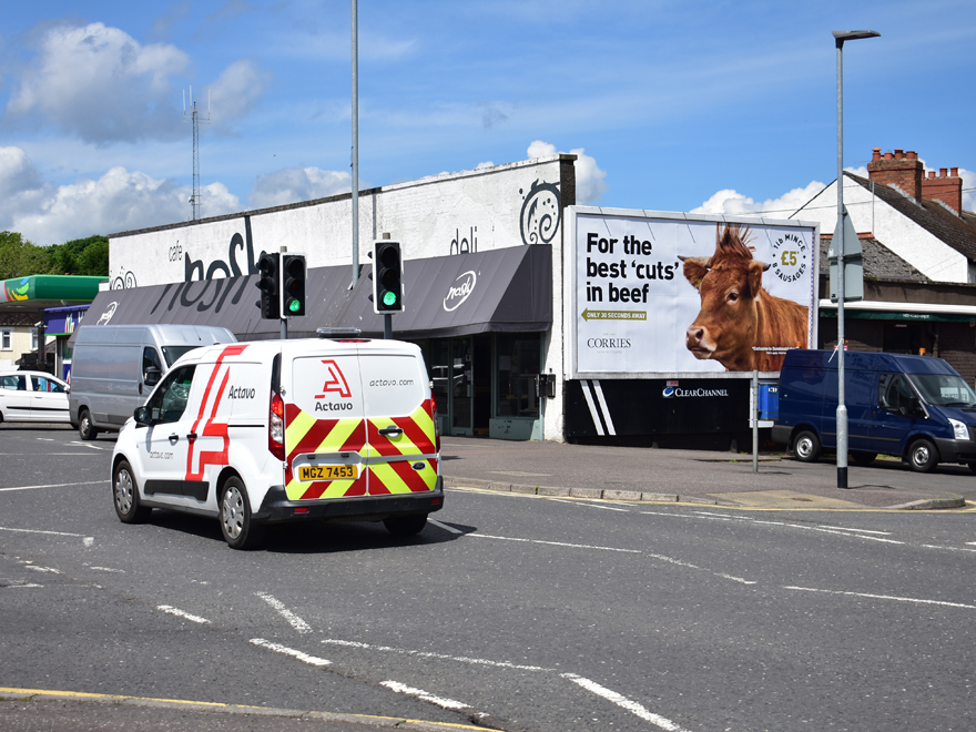 PMLGroupNI's tweet photo. Moooove on down to @CorriesButchers for the best lockdown cuts around for your weekend BBQ! Proximity placement right outside the shop - it doesn't get more targeted than that! #48Sheet #OOH #BeMoreNow https://t.co/TtF2PF45WB