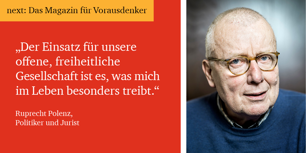 pwc_de's tweet photo. Manche Menschen widmen ihrer Berufung ihr ganzes Leben – so zum Beispiel Ruprecht Polenz @polenz_r der #Politik. Was treibt Sie an? Mehr zum Thema ‚Lebensmotive‘ in der aktuellen #PwCnext: https://t.co/llQtUHURWw https://t.co/18gdW6NjJs