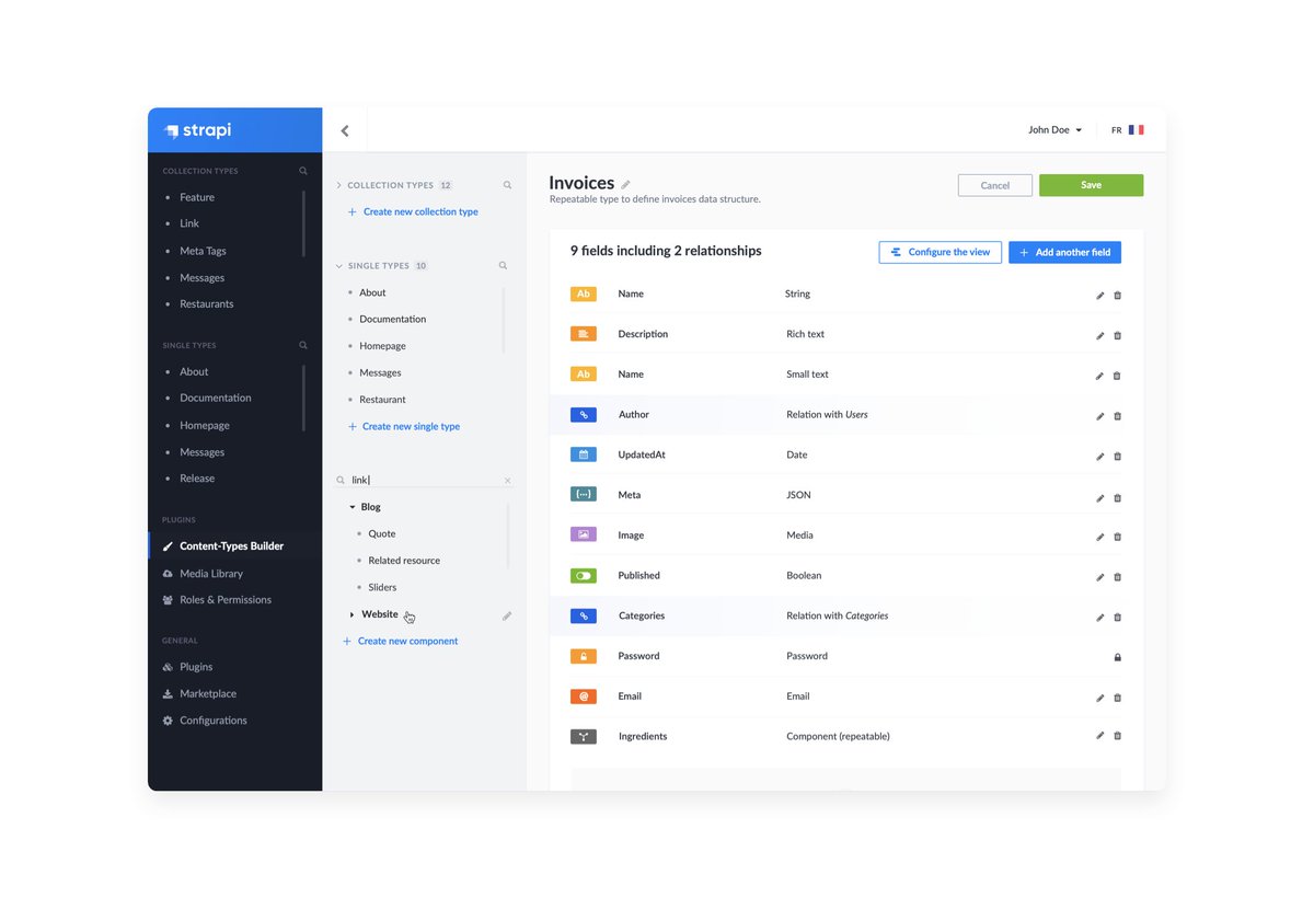 strapijs's tweet photo. π Features in the stable versionπ
@strapijs is a fully customizable headless CMS with:
π₯ Content Type Builder
π₯ Content Manager
π₯ Dynamic Zones
π₯ Media Library
And more: https://t.co/NwXLg9qywK
#StrapiStable #Release #Features https://t.co/uLE2HLc7ZX