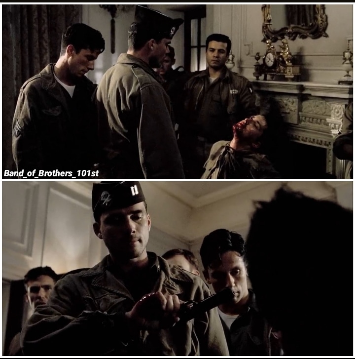 The scene in  #BandofBrothers miniseries, where Company Commander Captain Ronald Speirs pistol-whips Craver and says "When you talk to an officer, you say Sir" apparantly did happen according to witnesses17/