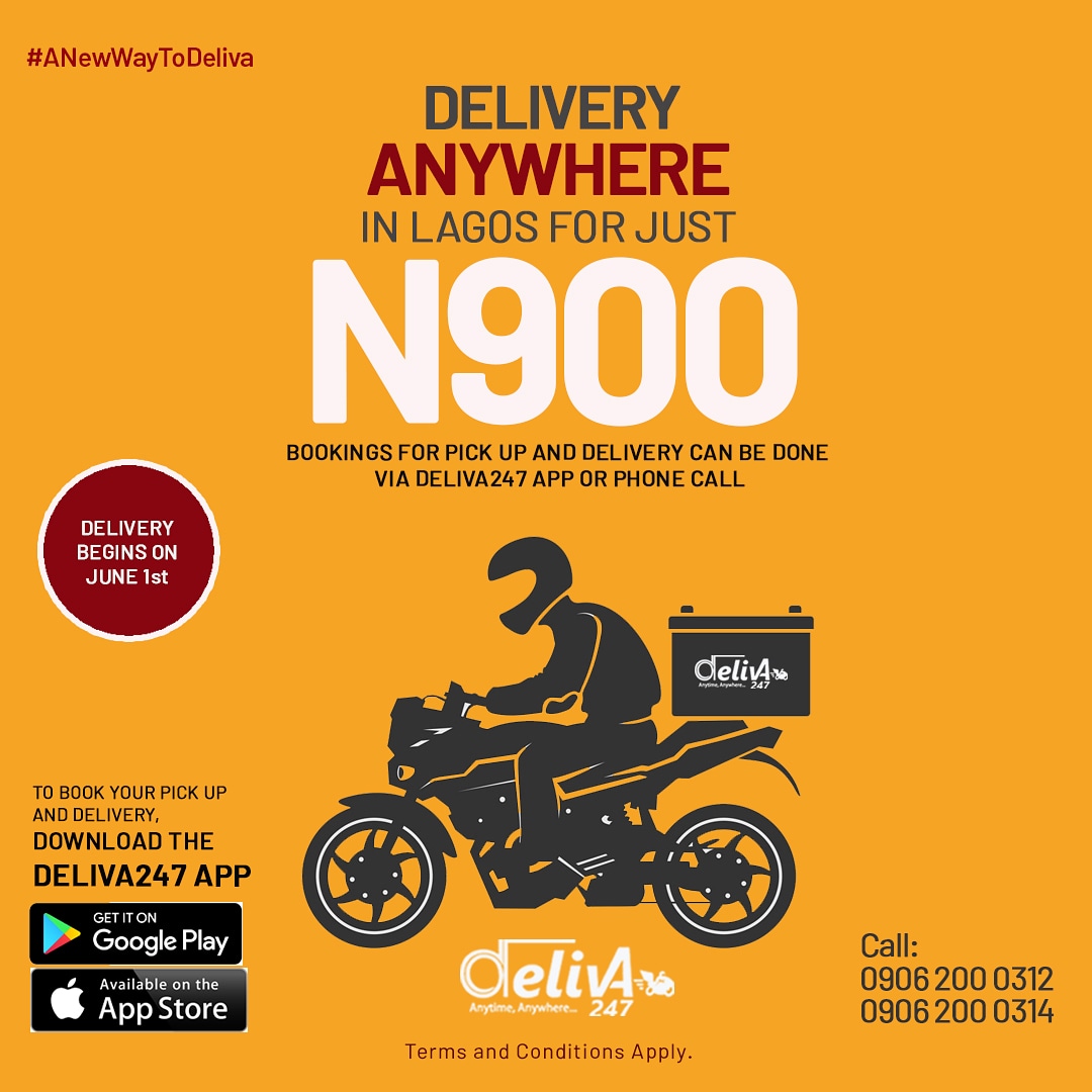 deliva247's tweet photo. With just N900, you can deliver your goods to anywhere in Lagos. Download the Deliva247 App on google store or apple store and just request.
Delivery has now become very simple. Download our app, register and Request. Its that simple.
#ANewWayToDeliva
#DeliveryWithoutWorry https://t.co/nYCyclOUmM