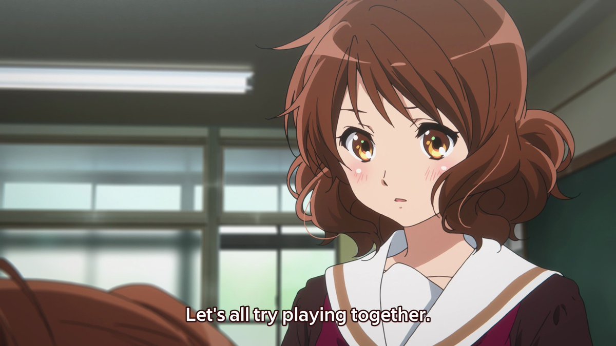 After learning this, Kumiko makes the first step to help revitalize Natsuki's passion for playing Euphonium. This is probably due to Kumiko experiencing a similar event where she conflicted with a senior in the past so she can resonate with Natsuki's waning passion for music.
