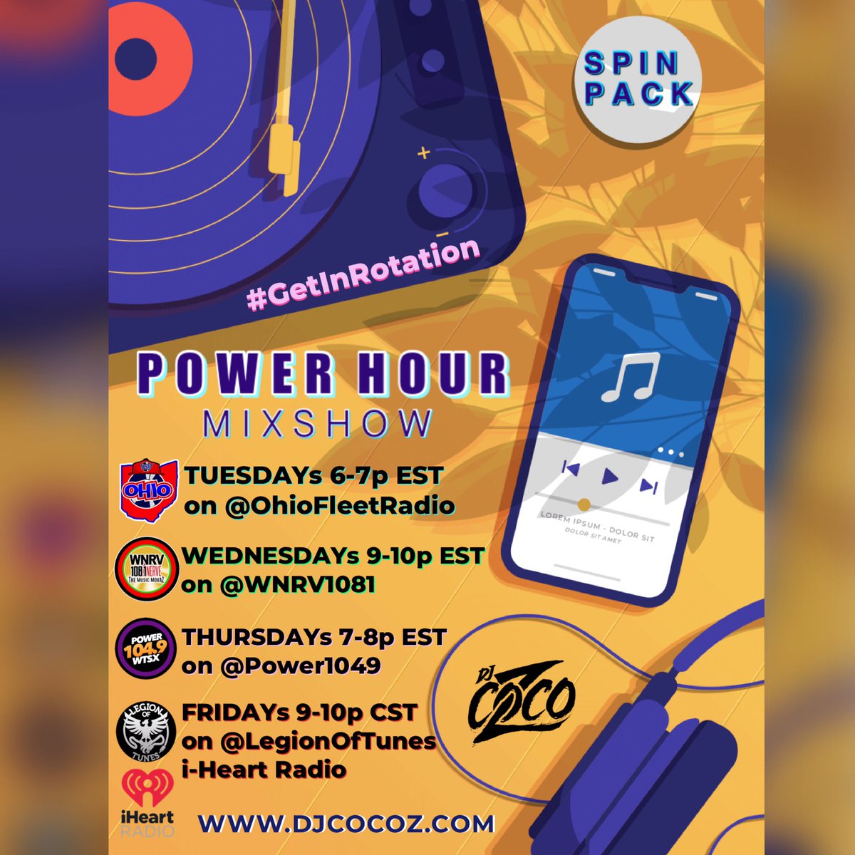 DJCocoZ's tweet photo. 🤩 My #PowerHour mixshow on 4 different stations 4 different days... ask me how to #GetInRotation 💽 #CocoZ #QueenOftheMix 👑 #Music #FemaleDJ #Mix #DJ 🏌🏾♀️💫 #HipHop #RnBMusic https://t.co/yBMmFi98n8