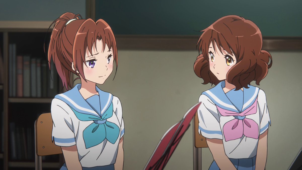 Natsuki and Kumiko's past experiences were similar and because of this Kumiko grows fearful that Natsuki might resent Kumiko for being able to play better. Natsuki lets out a sigh and a slight smile because she understands Kumiko is feeling this way.