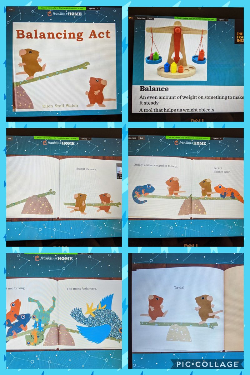 MissMcEleneyK's tweet photo. Thank you Tara from @TheFranklin for providing an  interactive science &amp; stories live virtual program about 'balance' to our K scientist @ChpsTweets. Building a teeter totter &amp; exploring balance was so much fun! #distancelearning #WC2theCore @CherryHillSTEM #FranklinatHome https://t.co/HGNsrL5pDX