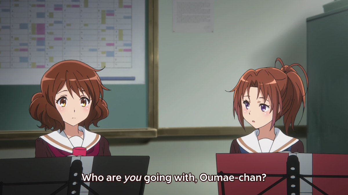 Natsuki starts to become more sociable by talking with Kumiko, taking an interest in her activities, and we see her helpful side when she shuts Kumiko up when Asuka is pissed. Her determination to improve and play more confidently as well is a far cry from how she was initially.