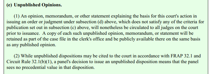 It also means that they see no precedential value in the disposition, but under DC Rule 32.1(b)(1) the order may still be cited as precedent