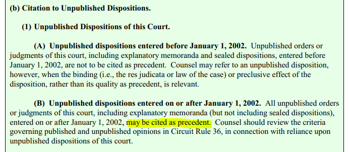 It also means that they see no precedential value in the disposition, but under DC Rule 32.1(b)(1) the order may still be cited as precedent