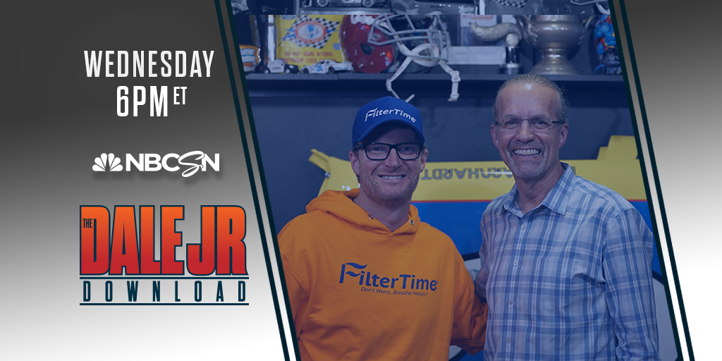 NASCARonUSA's tweet photo. 🚨 @DaleJr + @kylepetty ALERT 🚨
It's an edition of the Dale Jr. Download that you do NOT want to miss. 6 p.m. ET tonight on NBCSN! https://t.co/g8UVzFJ9eu