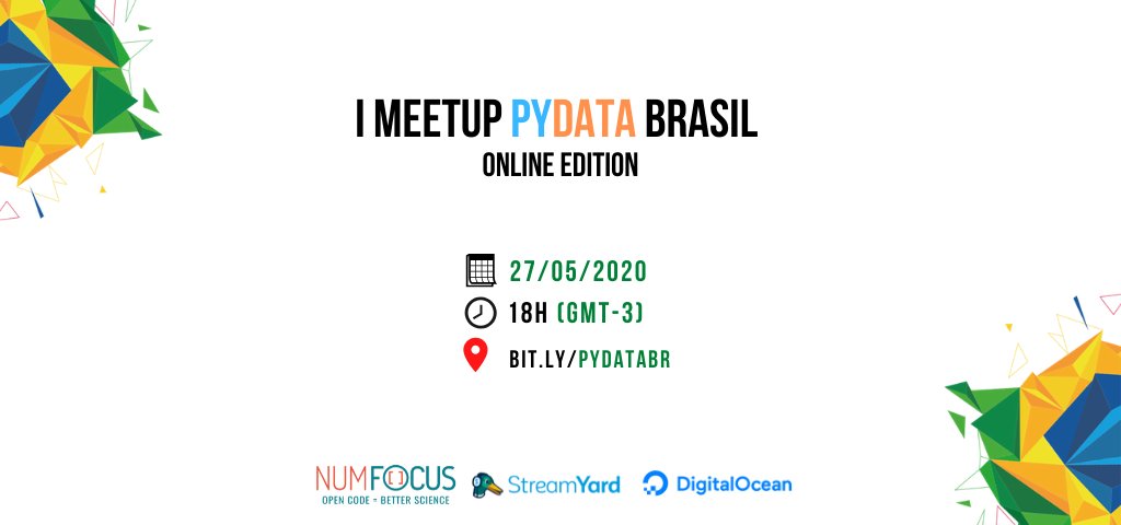 apyb's tweet image. 🇧🇷 É hoje o I PyData Brasil Online!
🎲 Venha participar conosco deste evento que promete muita troca de conhecimento e celebra a união da comunidade #PyData de todo o Brasil! @pydatabrasil
📽️ bit.ly/pydatabr
↙️ Segue o fio e veja o cronograma completo!
