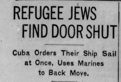 President Roosevelt never responded to the passengers’ pleas and the ship was forced to return to Europe. Newspaper coverage, Clockwise: Baltimore Sun 6/2/39Pittsburgh Sun-Telegraph 6/2/39Spokane Spokesman-Review 6/2/39(8/)