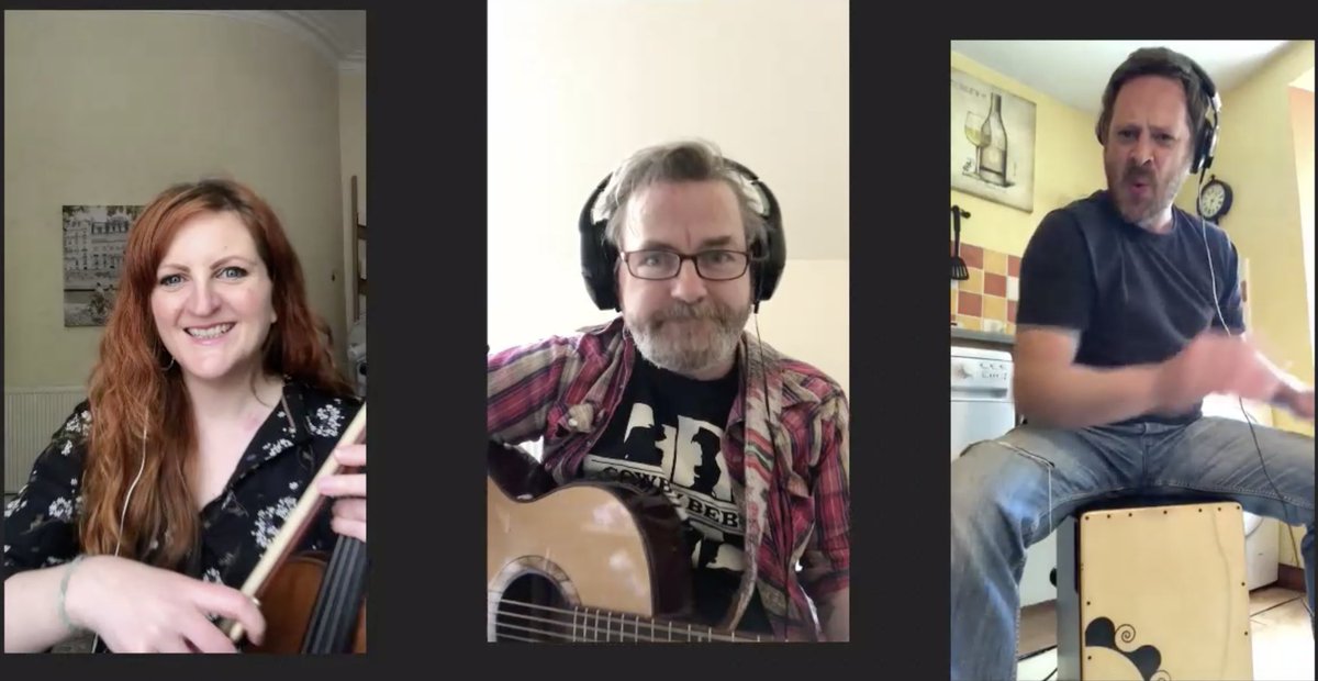 folkifymusic's tweet photo. Our 1st attempt at a lockdown video... aye, it only took us 8 weeks to figure this out! All filmed on phones and the sound isn't mixed so we're losing a bit of Jon's cajon... but we hope ye's like it! Love, Sandy, Morna &amp; Cajon Jon ❤️
https://t.co/EJArg7iLRE https://t.co/BCTUaf0PJP