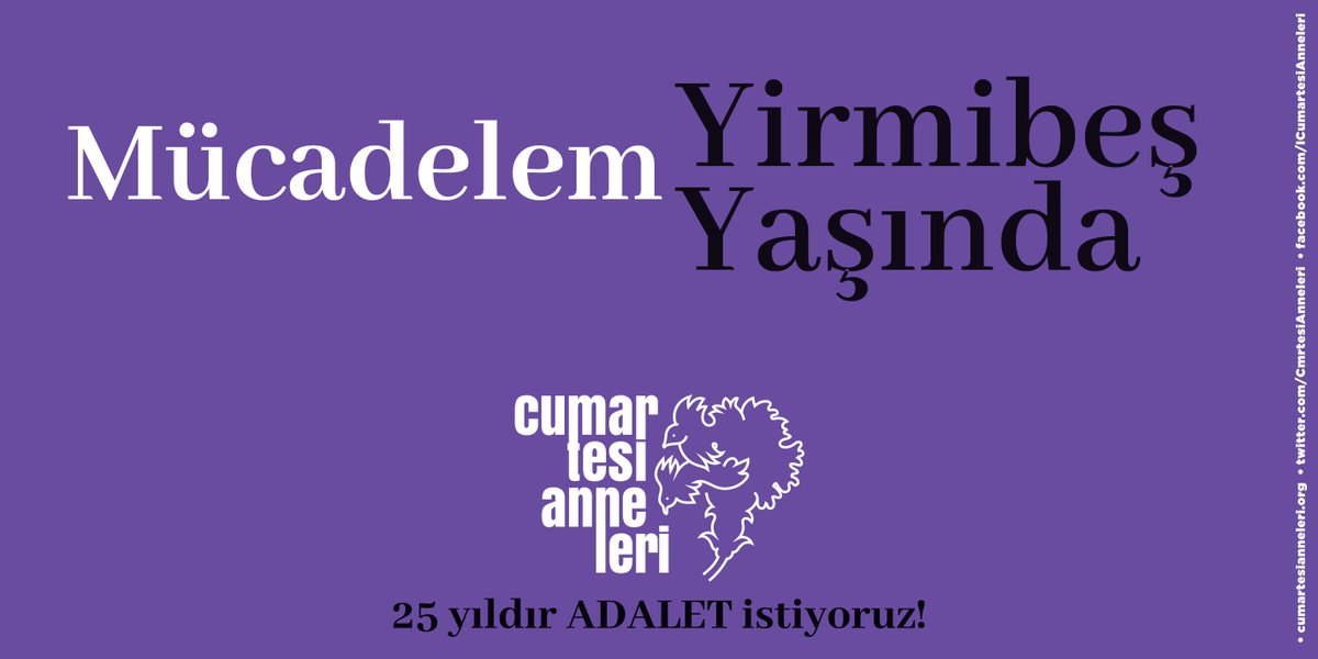 25 yıl önce bugün, 27 Mayıs 1995 tarihinde “Kayıplarımızı İstiyoruz!” diyerek Galatasaray’a çıktık. #CumartesiAnneleri25Yaşında