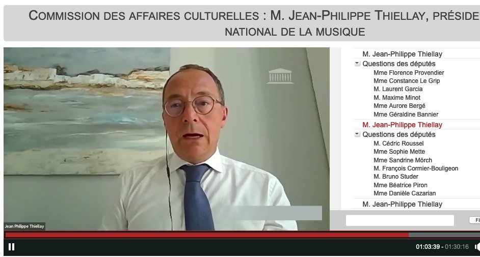 Tous Pour La Musique on Twitter: "#AfCultAn [vidéo] Audition de Jean-Philippe  Thiellay, président @le_CNM - https://t.co/pdMuks0vD7  https://t.co/7wCZPH09YT" / Twitter