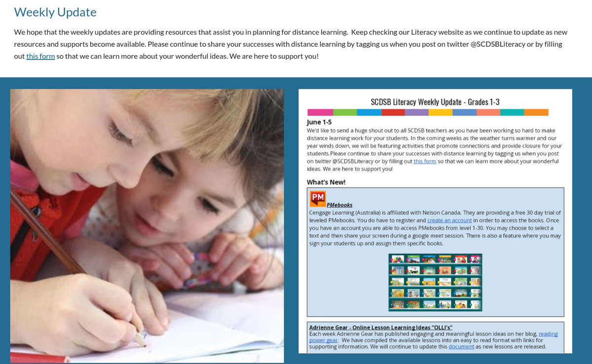 SCDSBLiteracy's tweet photo. SCDSB Primary Educators-This week’s Literacy Weekly Update highlights free access to online leveled PMebooks, Adrienne Gear lessons, and Nelson Social Studies lessons for gr.1 &amp;2.  Check out the update here: https://t.co/NnUHv1z3hO
@SCDSBProgram https://t.co/qDJtc3NAR6