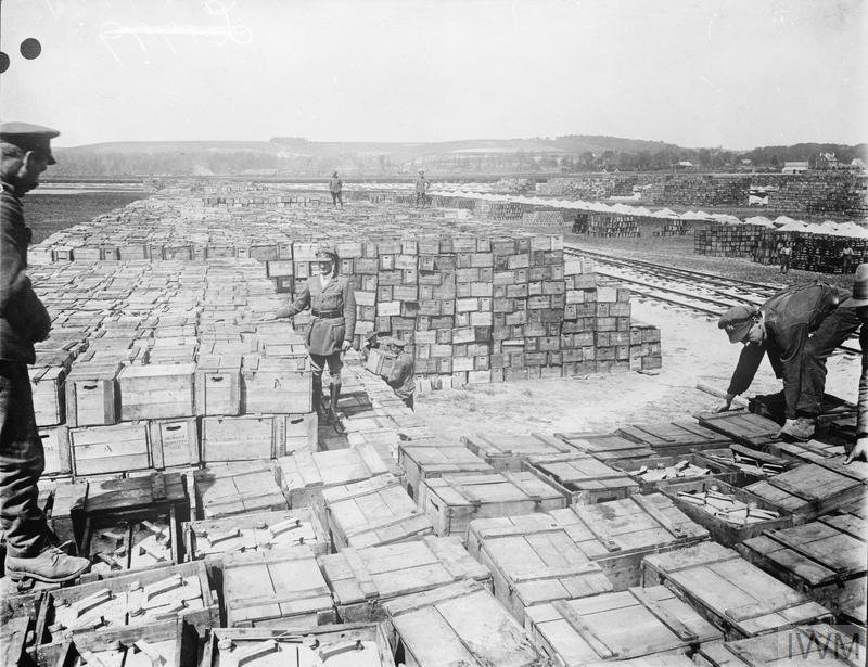 ThisDayInWWI's tweet photo. May 27 1918 #OnThisDay in #WWI war photographer #DavidMcLellan takes these pictures of the incredible logistics of the Allied war effort, here a seemingly endless petrol dump at Beaurainville. Each box contains 4 jerry cans of fuel.
IWM (Q 9936), IWM (Q 9937) https://t.co/DFW4Zvd5DN