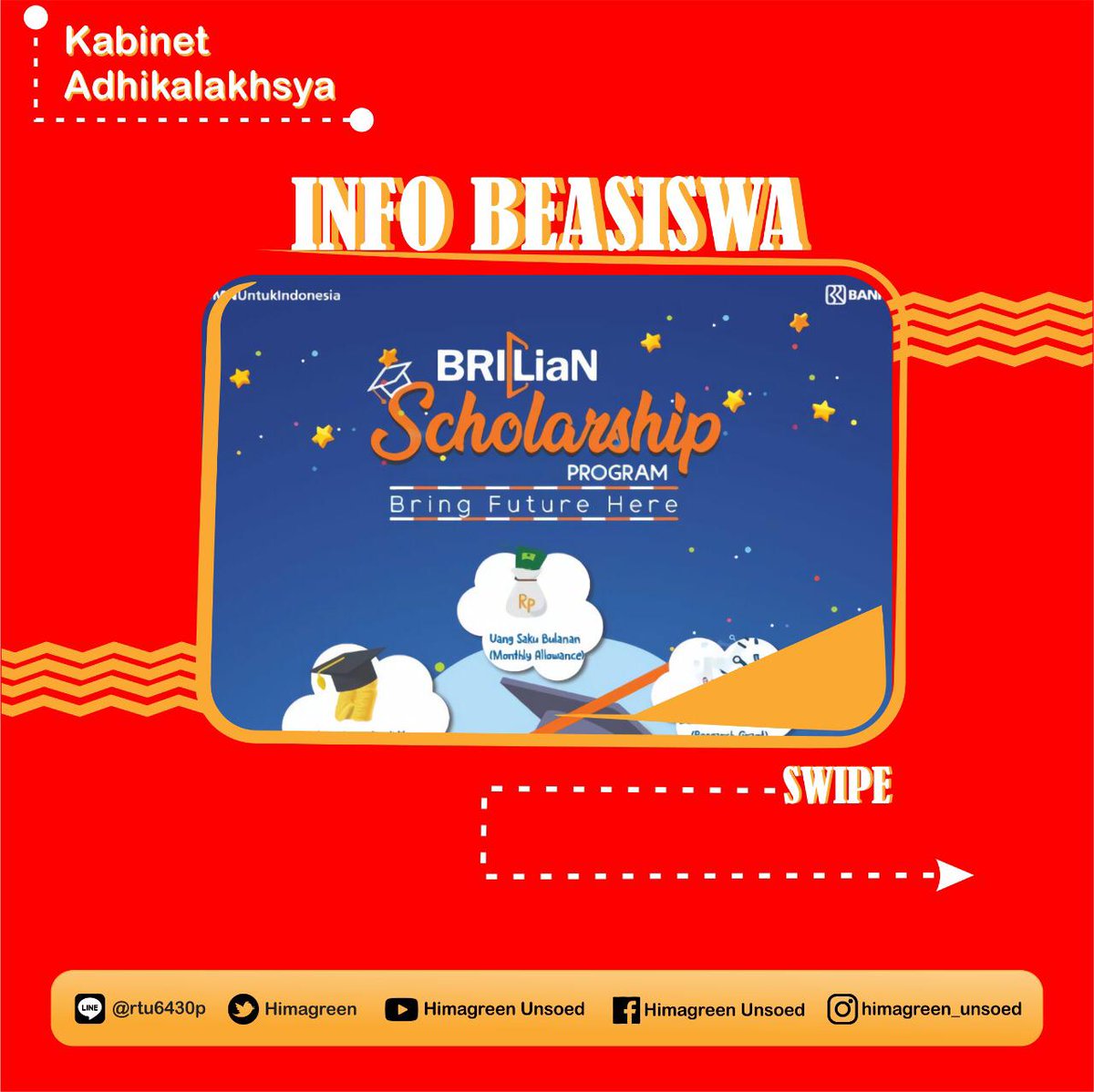 Himagreen's tweet photo. [INFO BEASISWA]

Halo! Ada info terbaru mengenai beasiswa yaitu BRILian Scholarship Program! Yuk disimak infonya.

Cek infonya di:
https://t.co/eMKvW42B9f

Himagreen!! Go Green!!
#himagreen 
#himagreengogreen 
#kabinetadhikalakhsya https://t.co/8djseuPrH9
