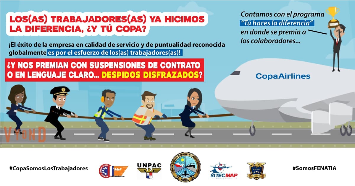 Fenatia_Prensa's tweet photo. Desde #Fenatia demandamos que #Copa tome en cuenta el esfuerzo de cada trabajador(a) y que no sean perjudicados con la mala práctica de la figura de #SuspensiónDeContratos. Diálogo social con sindicatos YA! #CopaSomosLosTrabajadores #SomosFenatia https://t.co/kwFbw5UPqJ