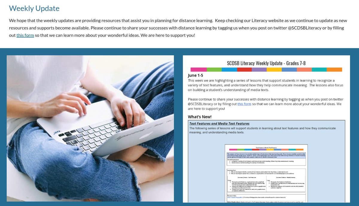 SCDSBLiteracy's tweet photo. SCDSB Intermediate Educators-Check out this week’s Literacy Weekly Update for lessons that support students in learning to recognize a variety of text features, media features,and understand how they help communicate meaning.   Visit https://t.co/fEFUrGTcqQ
@SCDSBProgram https://t.co/dMHVdae8Jz