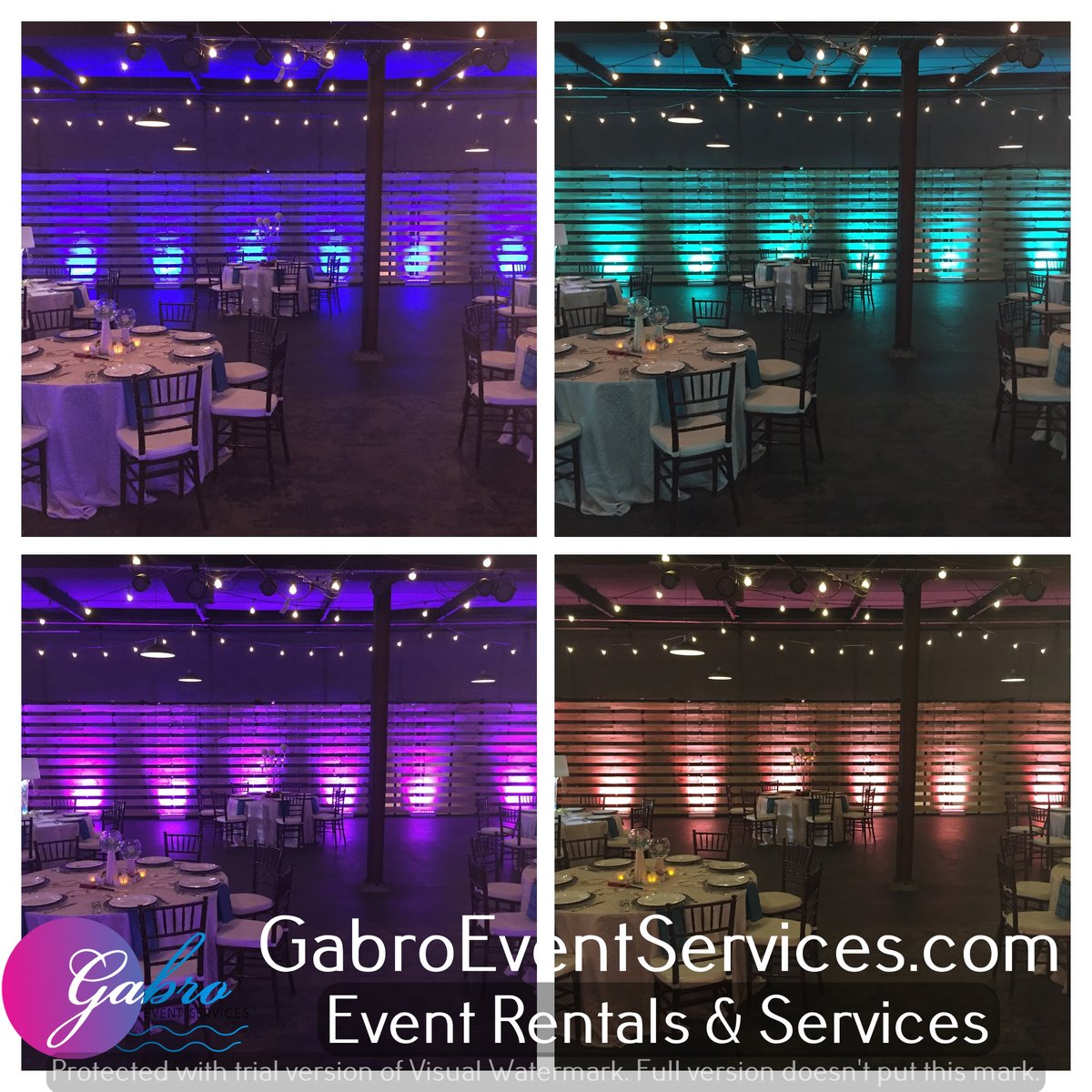 GabroEvents's tweet image. This is a prime example of how simple, but EFFECTIVE, uplighting can be. It make such an effect to any venue ballroom, or even outdoors area. Our battery powered LED uprights can be programed to any color of your choice. These lights are the newest technology out.