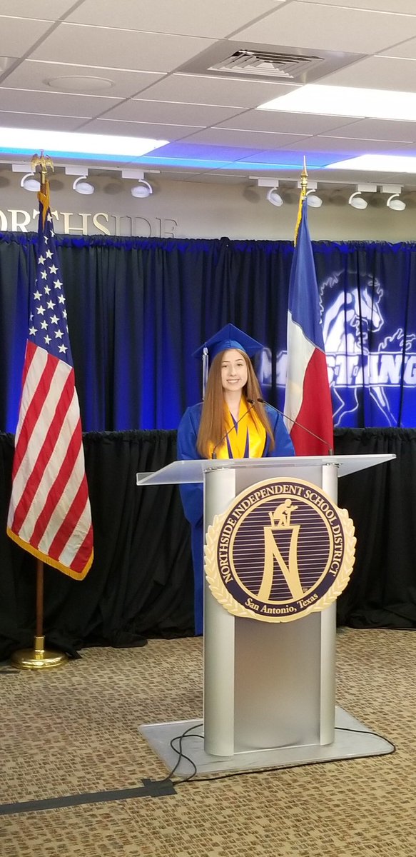 NISDJay's tweet photo. Mustang Class of 2020 Valedictorian, Salutatorian &amp; Class President filmed their speeches for virtual graduation.  @JayMustangFB @JJHS_JOURNALISM https://t.co/1SXyOoOuYR
