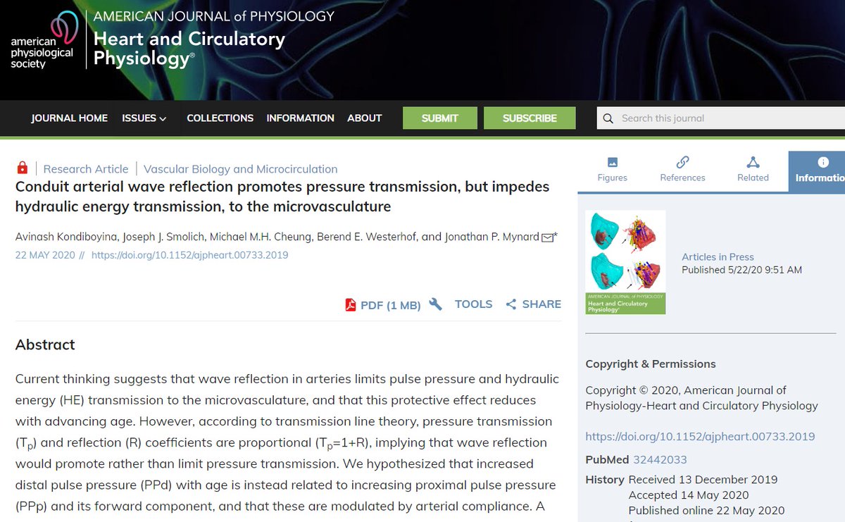 ajpheartcirc's tweet image. #ArticlesInPress Conduit arterial wave reflection promotes pressure transmission, but impedes hydraulic energy transmission, to the microvasculature
ow.ly/ROFC50zPPWt
@MCRI_for_kids

#wavereflection #microcirculation #pulsatility #aging