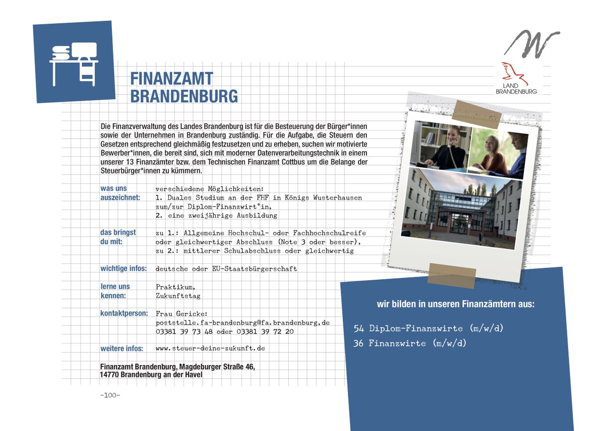 Azubi Web Du Kannst Gut Mit Geld Umgehen Dann Starte Deine Ausbildung Beim Finanzamt Brandenburg Und Werde Finanzwirt In M W D Das Finanzamt Ist Fur Die Besteuerung Der Burger Innen Und Unternehmen In