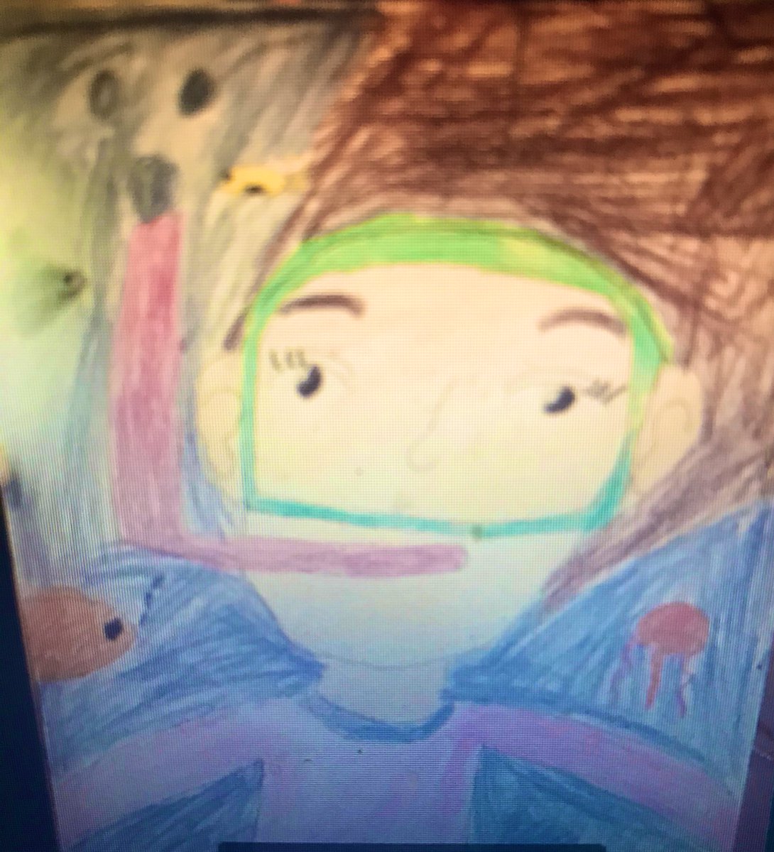 Rudydog44's tweet photo. Saint John Regional 3rd grade students created self portraits swimming under water. https://t.co/FK0rcPSIix