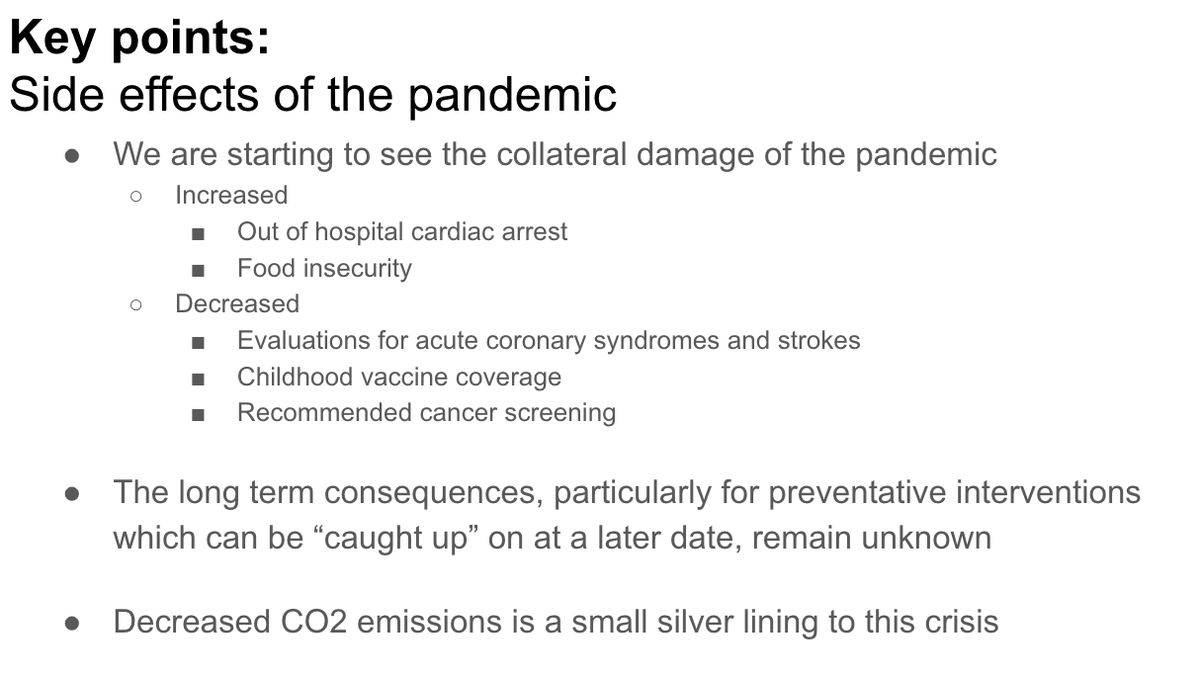 Key points for side effects of the pandemic