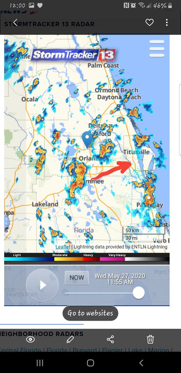 Fast moving storms with heavy lightning for the  @SpaceX launch today