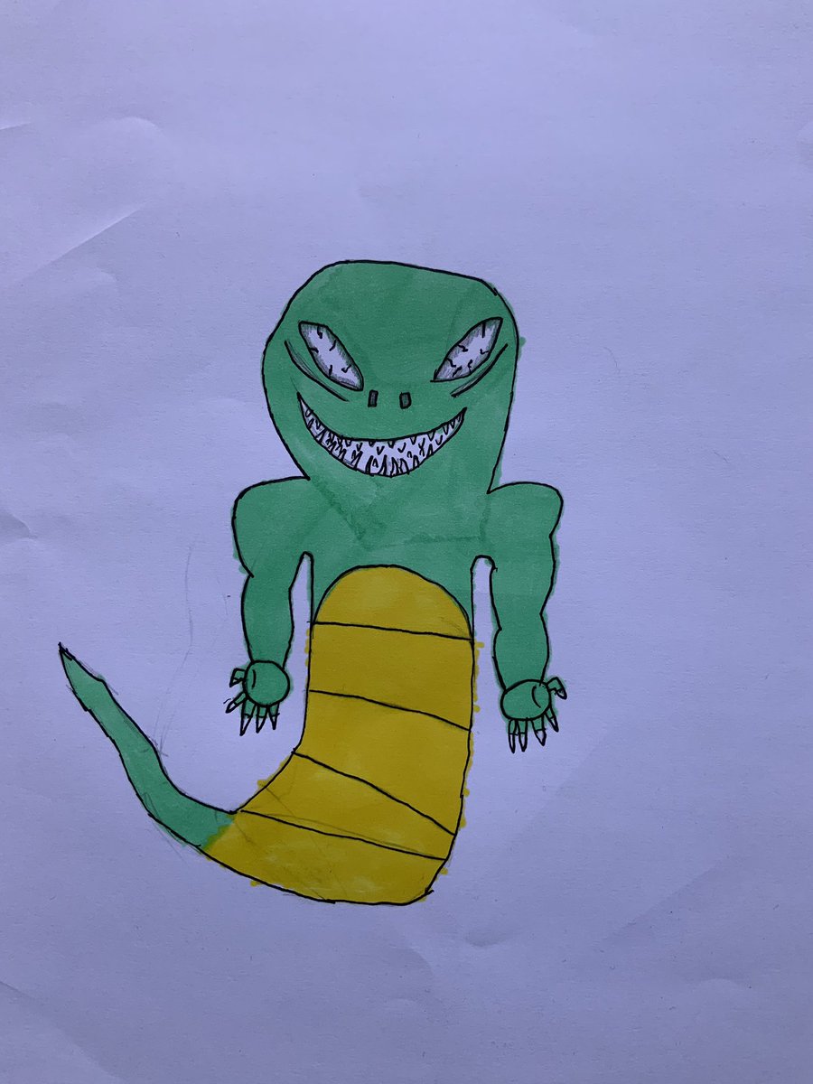 teamtyler29's tweet photo. Hi @jk_rowling 
Here is Henry’s (9) picture of what he imagines #theikabog looks like...I think it’s got a bit of a Voldemort look to it! https://t.co/hWOw84D574