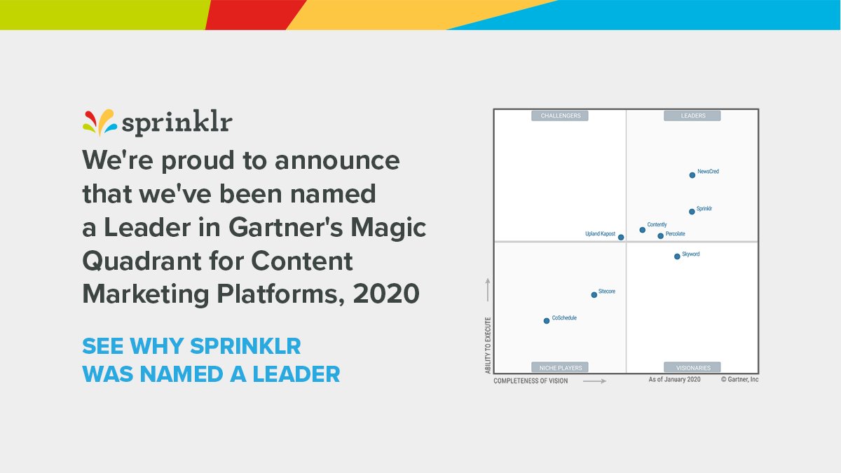 Sflorentiades's tweet photo. Proud of the @Sprinklr team – named a leader by @gartner_inc in its #magicquadrant for Content Marketing Platforms, 2020! See why here: https://t.co/LaeWBD7QsO https://t.co/l0uQYnn73I