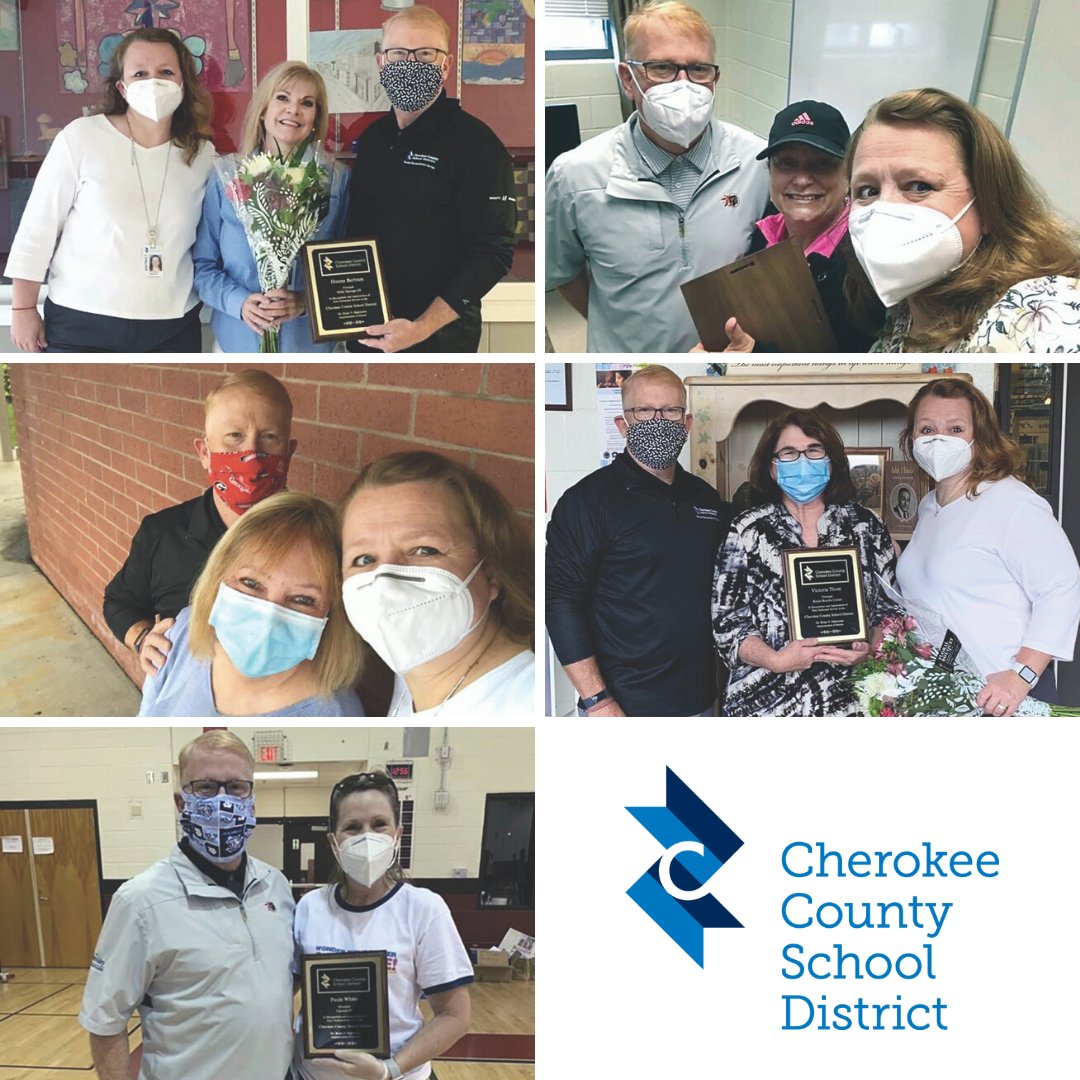 Thank you &amp; congratulations to CCSD's retiring Principals: Donna Bertram, Holly Springs ES STEM Academy; Karen Carl, Little River ES; Sheila Grimes, Freedom MS; Victoria “Vicky” Thom, CCSD Preschool Centers; and Paula White, Carmel ES. Learn more: cherokeek12.net/News/retprin20 #CCSDfam