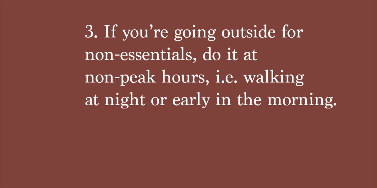 3. Utilize non peak hours!Fauci warns the public should not be overconfident, as the effect of spread won’t be seen for 2 to 3 weeks. “We encourage people...to be prudent and take a careful look at the guidelines and, to the best extent possible, to follow them."