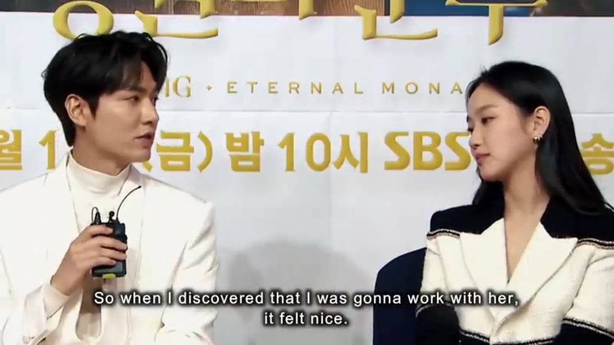 lee min ho didn’t lie when he said that.  it is really obvious that he is happy to work(be) with kim go eun. look at him... smiling because of her cuteness.  #KimGoEun  #LeeMinHo  #TheKingEternalMonarch