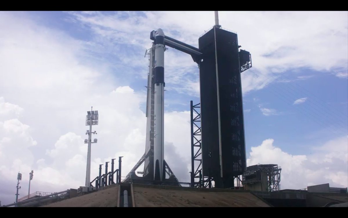 The Falcon 9 rocket and Dragon are on the pad ready to go for a 4:33pm EST launch (if weather behaves)Watch the live stream of the launch here: https://www.spacex.com/launches/  #SpaceX  #DM2  #LaunchAmerica