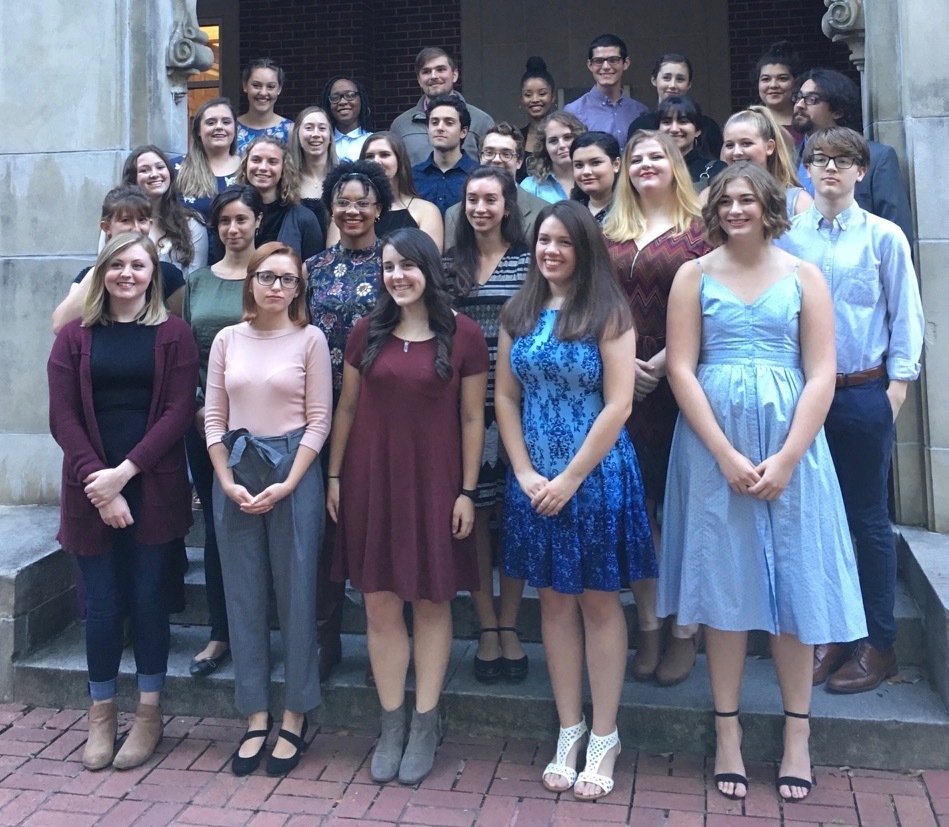 HendrixMurphy's tweet photo. This is the cohort of Murphy Scholars that just graduated, shown here from their induction in 2017. We are proud of all that they have accomplished! Stay tuned for grad features! #murphyscholars #literatureandlanguage #hendrixcollege #behendrix #literature #language #liberalarts https://t.co/ReJtI9jRF4